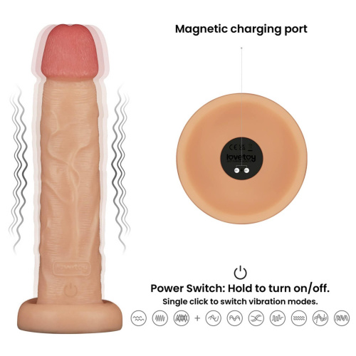 Реалистичный вибратор LoveToy Vibrating Power Basics Cock, 26,2 см