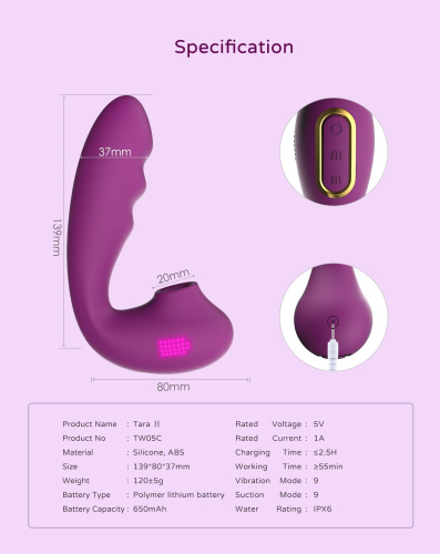 Вибратор кролик с вакуумным стимулятором BeYourLover Tara
