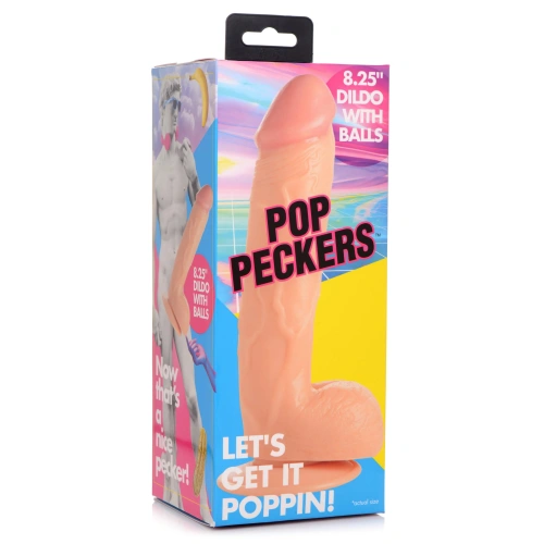 Pop Peckers 8.25" Dildo With Balls - Light - Фаллоимитатор, 22,8 см (телесный)
