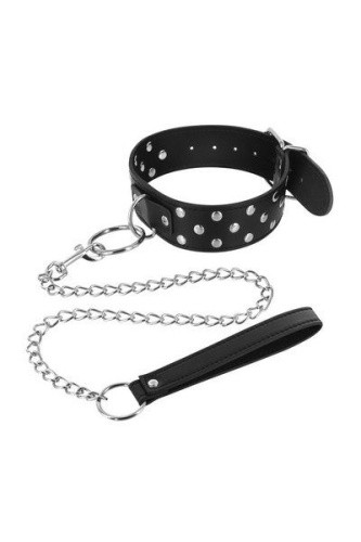 Fetish Tentation Rivets and Leash - ошейник заклепками и с поводком