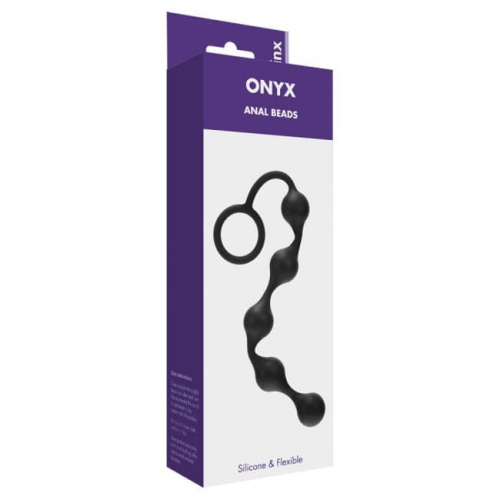 Kinx Onyx Silicone Anal Beads - анальний ланцюжок, 20.5х2.5 см (чорний) - купити в Києві, Україні