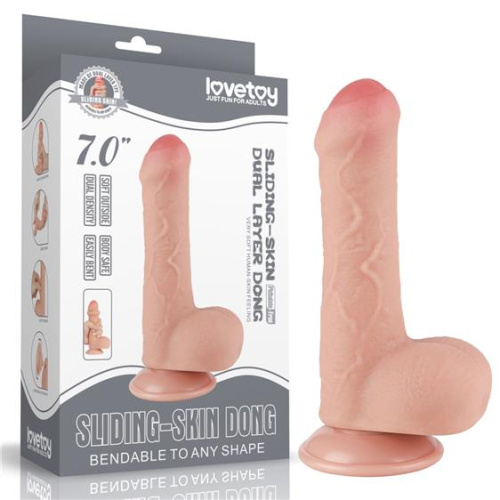 Реалистичный фаллоимитатор LoveToy Sliding-Skin Dual Layer Dong 7" , 18,3 см