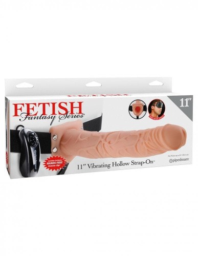 Fetish Fantasy Series 11 Vibrating Hollow - Большой полый страпон с вибрацией, 27.9х4,8 см (телесный)