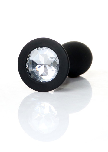 Анальная пробка с камнем B-Series Jewellery Silicone Black Plug, M