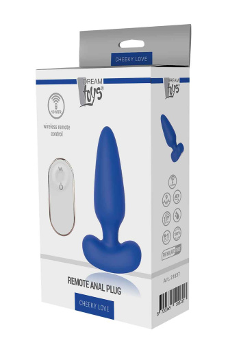 Dream Toys Cheeky Love Remote Anal Plug - Анальная пробка, 12,2 см (синий)