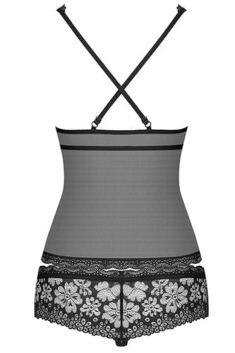 Obsessive 856-BAB-1 эротический комплект из маечки и трусиков, L/XL (чёрный)