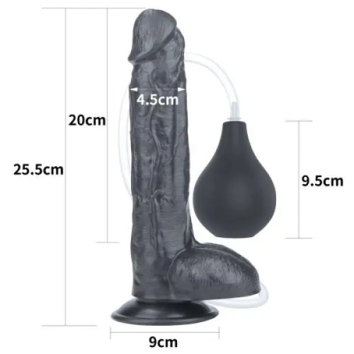 LoveToy - 10'' Squirting Dildo - Фалоімітатор, 25.5х4.5 см (чорний) - купити в Києві, Україні