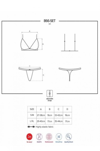 Obsessive 866-SET-1 set - комплект кружевного белья со стрингами, L/XL (чёрный)