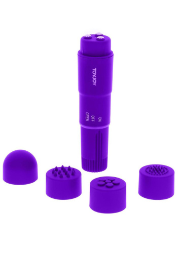 Toy Joy Funky Massager - Вибромассажер с насадками, 10х2.5 см (фиолетовый)
