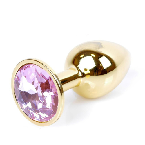 B-Series Jewellery Gold Plug Rose - Анальная пробка с кристаллом, 7х2.7 см (розовый)