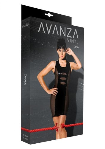 Черное платье с лакироваными вставками Avanza (M)