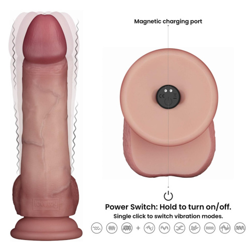 Реалистичный вибратор LoveToy Vibrating Sliding Skin Pro II, 20 см