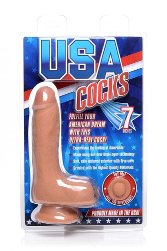 7 Inch Ultra Real Dual Layer Suction Cup Dildo - Medium Skin Tone фаллоимитатор 15х4.5 см. (коричневый)