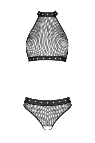 Passion MOONLIGHT SET - Ажурный комплект белья в сетку, L/XL (черный)