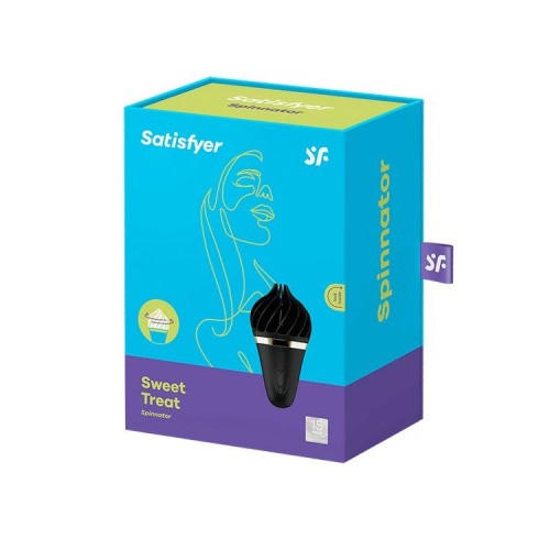 Satisfyer Layons Sweet Treat-стимулятор для клітора з обертовими пелюстками, 10х4 см (чорний) - купити в Києві, Україні
