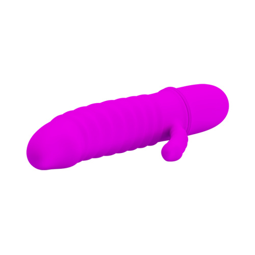 Pretty Love Arnd Vibrator Purple - Рельефный вибратор с клиторальным отростком, 11.5х2.3 см (фиолетовый)
