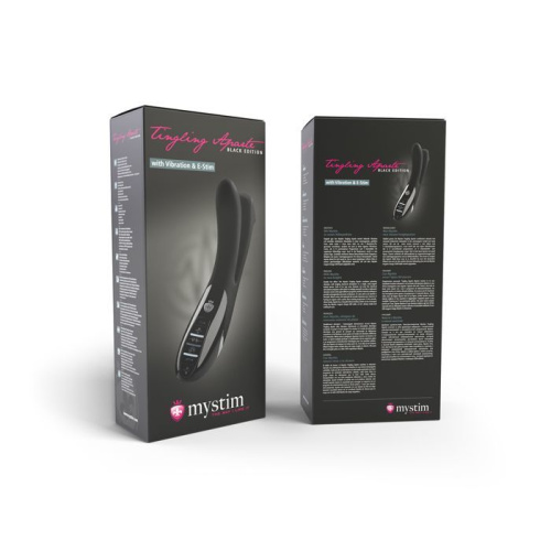 Mystim Tingling Aparte eStim - Вибратор двойной с электростимуляцией, 25х4,3 см., (черный)