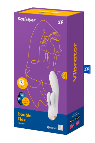Satisfyer Double Flex - Вибратор-кролик с тремя моторчиками, 20.1х4.6 см (белый)