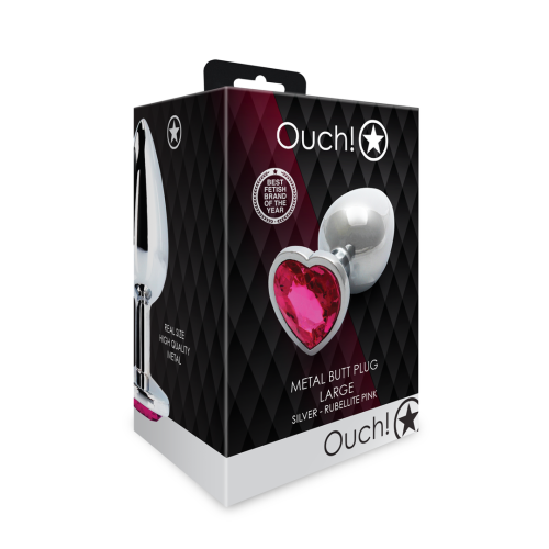 Анальна пробка с камнем Ouch! Heart Gem - размер L