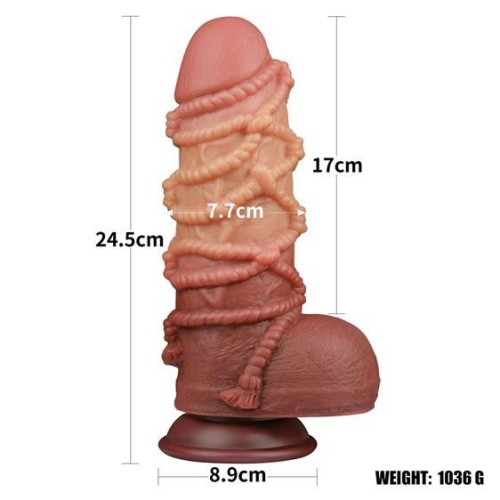 Реалистичный фаллоимитатор LoveToy Dual-Layered Silicone Cock With Rope, 24,5 см