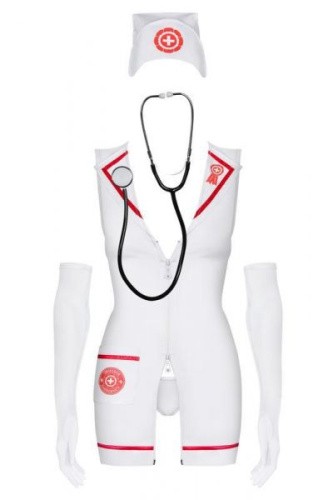Obsessive Emergency dress - Еротичний костюм сексі медсестри зі стетоскопом, S/M - купити в Києві, Україні