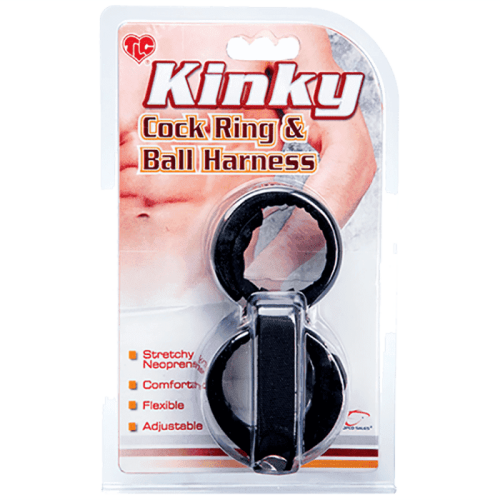 Topco Sales Kinky Cock Ring & Ball Harness - двойное эрекционное кольцо