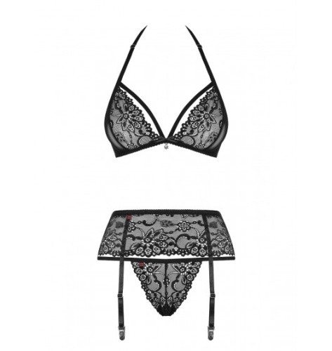 Obsessive 838-SEG-1 set - Комплект белья с поясом для чулок, L/XL (черный)