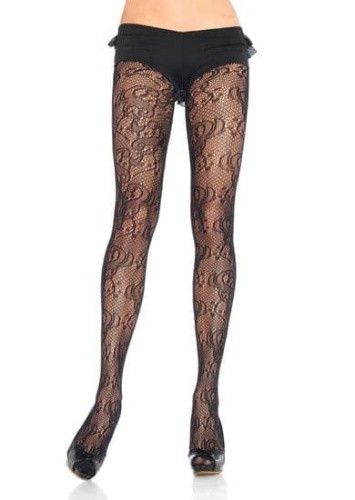 Leg Avenue - Ажурные колготки с красивым узором, S-L (чёрный)