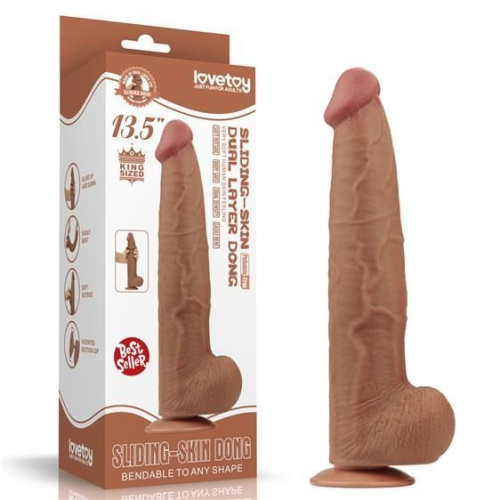 Реалистичный фаллоимитатор LoveToy Sliding-Skin Dual Layer Dong, 34 см