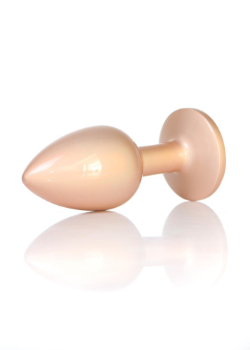 Анальная пробка с камнем B-Series Jewellery Pearl Gold Plug Clear, S