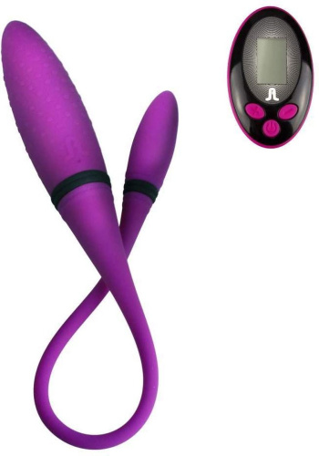 Adrien Lastic AD-2 - Вибратор двусторонний с пультом LRS 53х4см (фиолетовый)