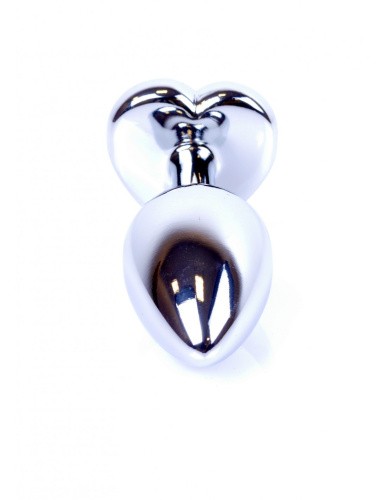 Boss Jewellery Silver  Heart PLUG Light Blue - Анальная пробка с кристаллом, 7х2.7 см (голубой)
