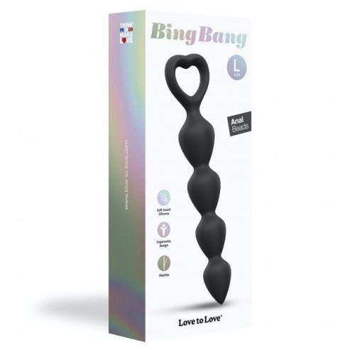 Love To Love Bing Bang L Black Onyx - анальная цепочка, 14.4х3.3 см, (черный)