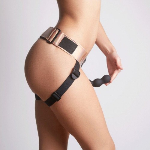 Strap-On-Me Leatherette HARNESS CURIOUS - HOLOGRAPHIC ROSE GOLD - Трусы для страпона