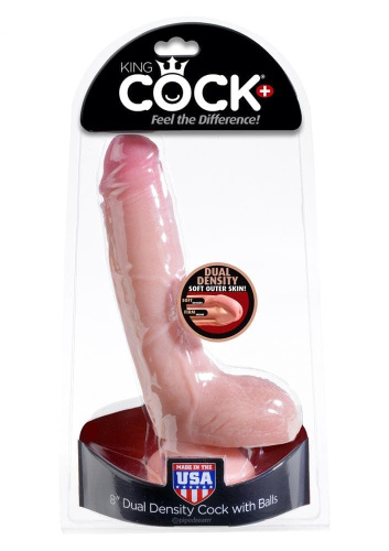 Фаллоимитатор King Cock Plus 8" Dual Density, 18х5 см