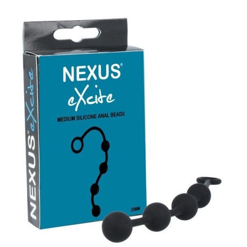 Nexus Excite Medium - анальні кульки середнього розміру, 25х2.5 см (чорний) - купити в Києві, Україні