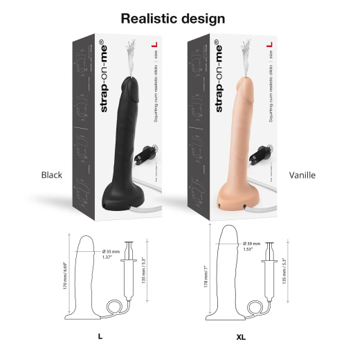 Кончающий фаллоимитатор Strap-On-Me Squirting Cum Dildo L, 17 см 