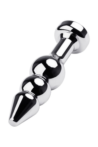Metal By Toyfa анальная пробка ёлочка с кристаллом цвета турмалин в основании, 11х3 см (чёрный)