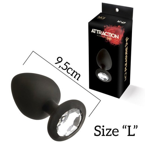 MAI Attraction Toys №49 анальная пробка с кристаллом, 9,5х4 см (чёрный)