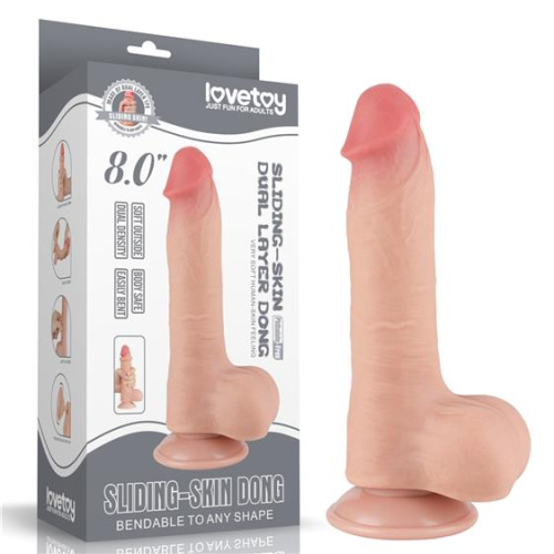 Реалистичный фаллоимитатор Sliding-Skin Dual Layer Dong 8", 20 см