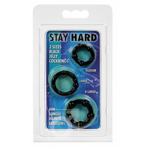 Scala Selection Stay Hard - Три ерекційні кільця (чорні) - купити в Києві, Україні
