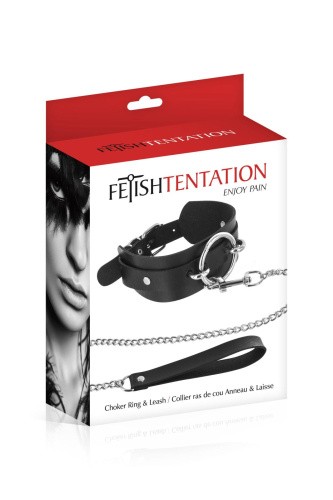 Fetish Tentation Ring and Leash - нашийник з великим кільцем і з повідцем - купити в Києві, Україні