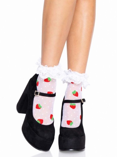 Leg Avenue Strawberry - Акуратні шкарпетки, OS (білий) - купити в Києві, Україні