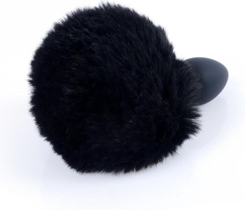 Boss Jewellery Silicon PLUG  Bunny Tail  Black - Анальная пробка с хвостом, 6,5х2,7 см (черный)