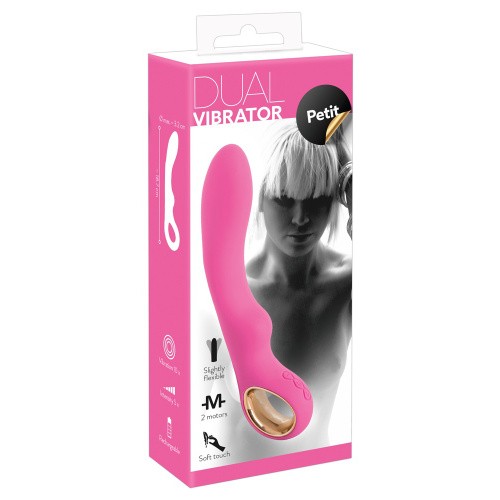 Dual Vibrator Petit Pink мощный силиконовый вибратор, 18.7х3.2 см