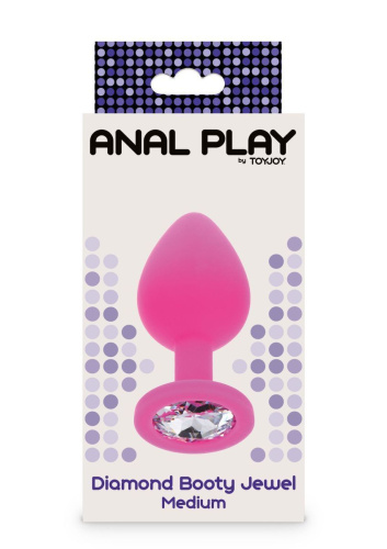 Toy Joy Medium Diamond Booty Jewel - Пробка анальная, 8х3.5 см (розовая)