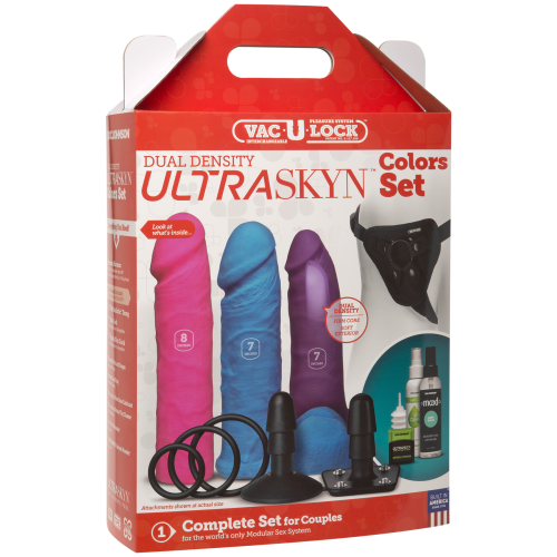 Doc Johnson Dual Density Set Multicolor - Страпон-унисекс с 3-мя насадками (multicolor)