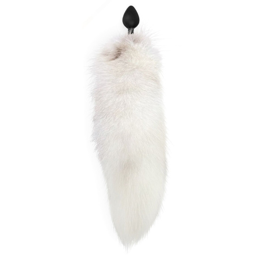 Силиконовая анальная пробка с хвостом из Art of Sex White fox, M