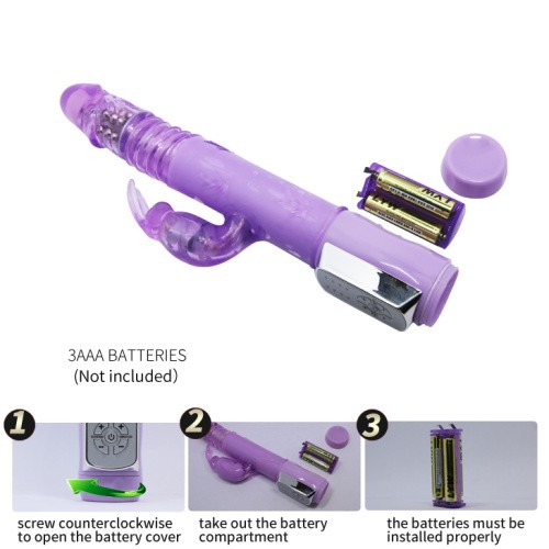 Deluxe Dream Lover Vibrator Purple With Bunny - вибратор кролик с вращением, толчками и вибрацией, 26х3 см