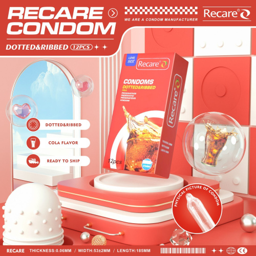 Recare Cola Dotted&Ribbed Condoms 12 шт, с пупырышками и ребрами